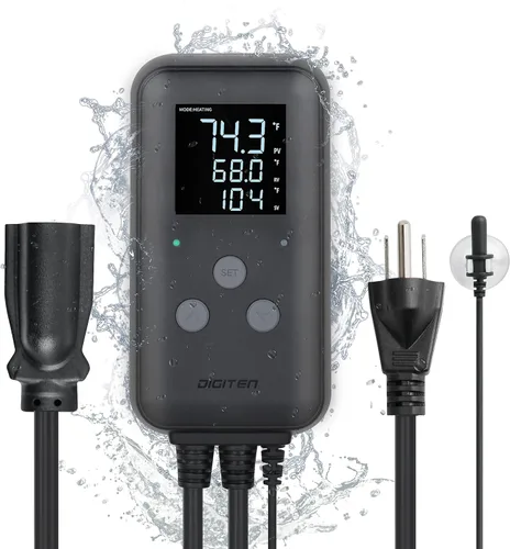 Vista 8 de DIGITEN Controlador de temperatura digital impermeable para acuario, invernadero y calefacción al aire libre - Controlador de termostato