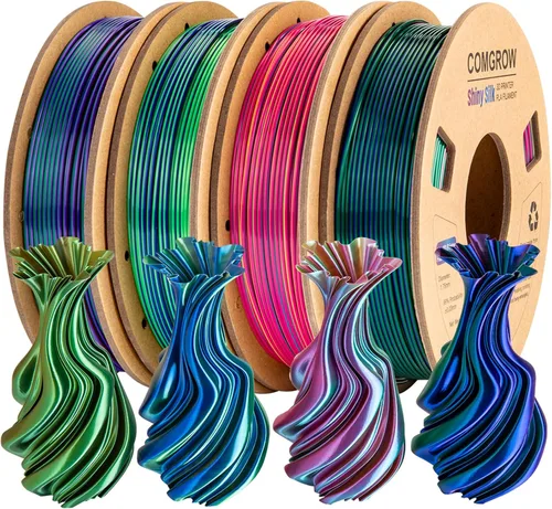 Vista 20 de Comgrow - Filamento para impresora 3D de seda PLA, color dual 2 en 1 negro y verde, filamento PLA para impresión 3D de 1.75mm, precisión dimensional