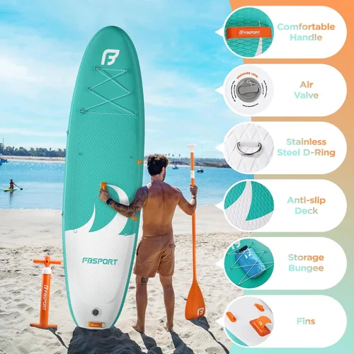 Vista 25 de FBSPORT Tabla de remo de pie prémium de 11 pies, tabla de yoga con accesorios de SUP y bolsa de transporte, amplia posición, control de surf