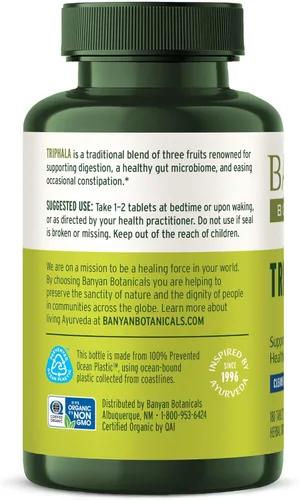 Vista 10 de 90 comprimidos Banyan Botanicals Triphala USDA orgánico, fórmula equilibrada para la desintoxicación y el rejuvenecimiento*