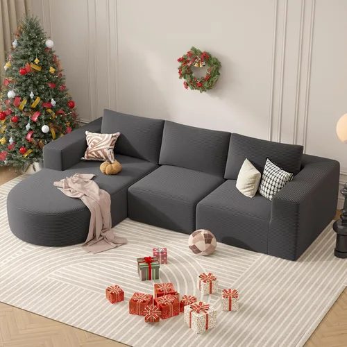Vista 29 de Sofá cama modular, sofás de nube convertibles para sala de estar, 2 tumbonas de pana sin hueso, sofá cama de gran tamaño para dormitorio,