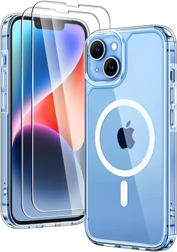 Vista 67 de TAURI Funda magnética 5 en 1 diseñada para iPhone 13 para iPhone 14, [compatible con MagSafe] con 2 protectores de pantalla + 2 protectores de lente