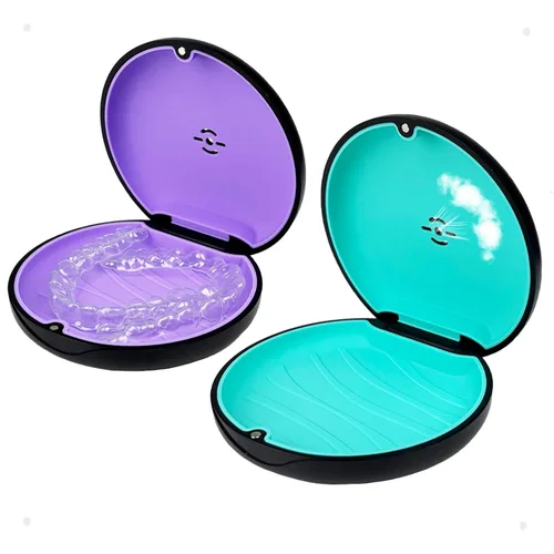Vista 10 de Paquete de 2 fundas de retención, funda alineadora con orificios de ventilación, compatible con Invisalign, fundas protectoras bucales, portátiles
