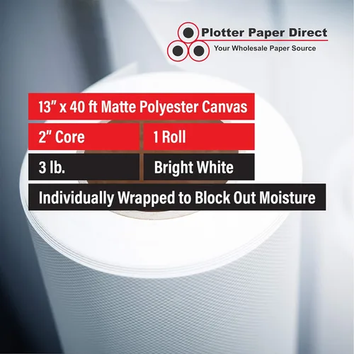 Vista 2 de Plotter Paper Direct Rollo de lona mate de poliéster de alta calidad de 13 x 40 pies, 500 denier, secado rápido, compatible con impresora