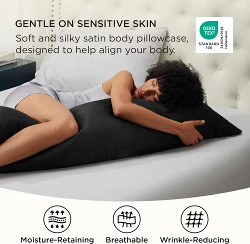 Vista 151 de Bedsure Paquete de 2 fundas de almohada de satén similares a las fundas de almohada de seda tamaño estándar, funda de almohada para mujeres que