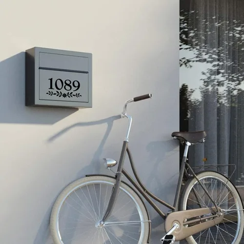 Vista 4 de Calcomanías troqueladas de números de buzón de 2 pulgadas, estilo rústico, flores, casa, número, dirección, letrero de puerta, calcomanías de vinilo