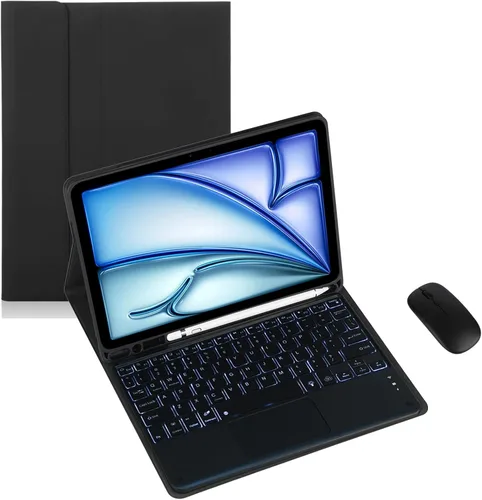 Vista 27 de Funda de teclado para tableta Samsung Galaxy Tab A8 X200/X205 de 10.5 pulgadas, cubierta protectora de teclado con soporte multiángulo, borde