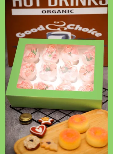 Vista 6 de Bakepacker 12 recipientes para cupcakes, 10 paquetes de cajas para cupcakes de aguacate, 12 cajas para cupcakes con ventana de 13 x 10 x 3.5