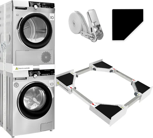 Vista 10 de Kit de apilamiento para lavadora y secadora Kiss Core 29 pulgadas, kit universal de apilamiento para lavadora y secadora con estante de secado