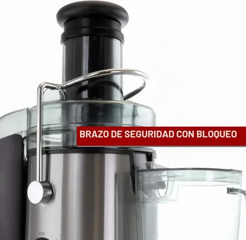 Vista 5 de MegaChef Máquina extractora de jugo de boca ancha con exprimidor centrífugo de acero inoxidable de doble velocidad, 3.5 tazas, plata cromada Cromado