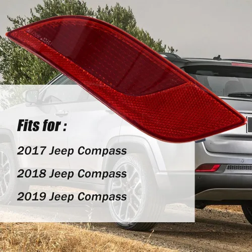 Vista 2 de CULMKARI Reflector de parachoques trasero delantero lateral del conductor Se adapta para 2017-2019 Jeep Compass Reemplaza CH1184106 55112679AA