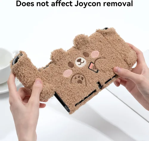 Vista 4 de GeekShare Cute Plush Protective Case Cover Compatible with Nintendo Switch OLED Console and Joy Con - Shock-Absorption and Anti-Scratch Skin Case