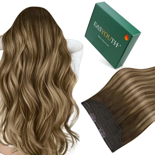Vista 57 de Easyouth - Extensiones de cabello con alambre rubio, extensiones de cabello humano real, reflejos rubios ceniza, extensión de cabello rubio con hilo
