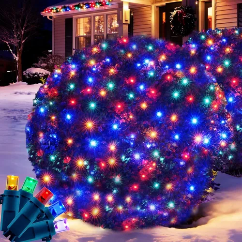 Vista 9 de Red de luces LED de Navidad para arbustos, 132 luces LED de 6 pies x 6 pies, conectables con certificación UL para arbustos, árboles, arbustos
