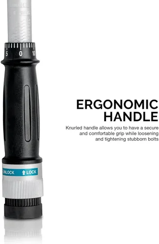 Vista 6 de Neiko PRO 03709B Llave dinamométrica de 1/2 pulgada, llave dinamométrica de clic ajustable de 25 pulgadas, fabricada con acero de cromo vanadio CrV