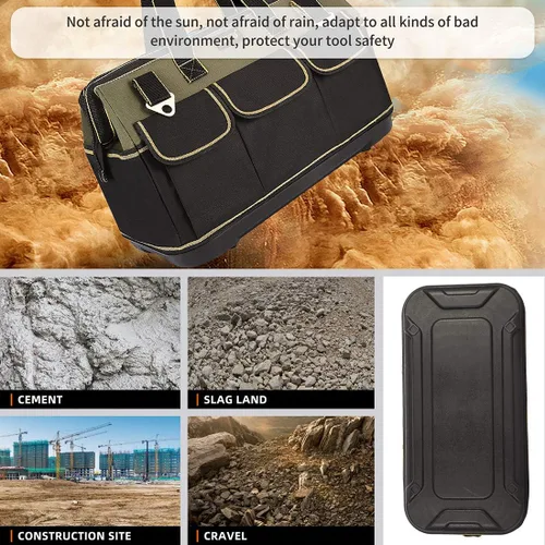 Vista 5 de FASTECH Bolsa de herramientas de boca ancha de 15 pulgadas con base moldeada a prueba de agua, bolsa de herramientas de boca ancha, bolsa