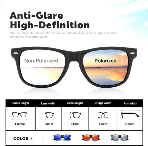 Vista 4 de DEMIKOS Gafas de sol polarizadas para hombre, lentes de espejo retro de moda para conducir, pescar, protección UV400
