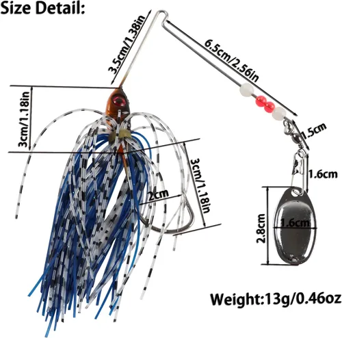 Vista 2 de 6 cebos giratorios para lubina, cebos giratorios para pesca de lubina, trucha, salmón, metal duro, spinnerbaits