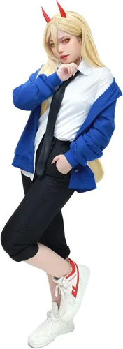 Vista 2 de C-ZOFEK Disfraz de cosplay para mujer, talla estadounidense, con corbata, para motosierra de anime