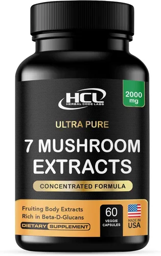 Suplemento de hongos Extractos de melena de leones Cordyceps Chaga Reishi Turkey Tail Maitake Shiitake Cápsulas – Vitaminas Naturales Minerales