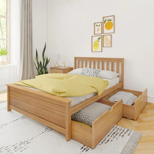 Vista 33 de Max & Lily Cama clásica individual de suelo, 79.75 pulgadas, marco de cama baja de madera maciza para niños, cama de piso moderna para dormitorio