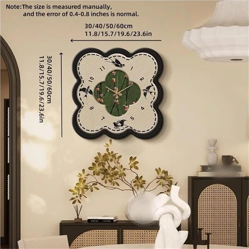 Vista 2 de Clock Retro Flower Frameless Wall Clock with Numeral Scale, Battery Operated Silent Decorative Clock for Living Room Decor, Bedroom School Hotel