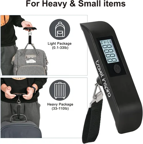 Vista 7 de travel inspira Báscula de equipaje, báscula digital de equipaje, báscula de equipaje, 110 libras110.2lbs, batería incluida, Báscula digital