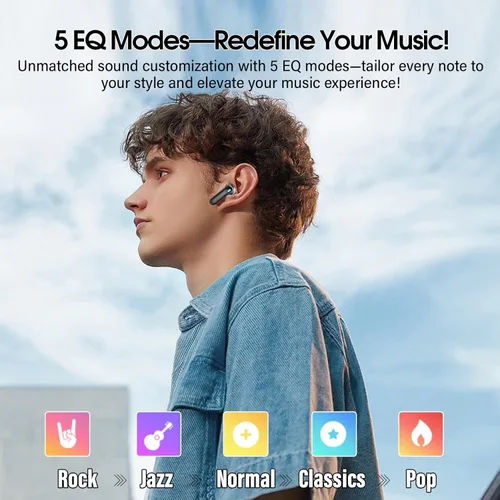 Vista 2 de Auriculares Inalámbricos, Auriculares Bluetooth 5.4 con Pantalla Táctil Multifunción y 5 Modos de EQ, Auriculares de 48H con Bajo Estéreo y ANC