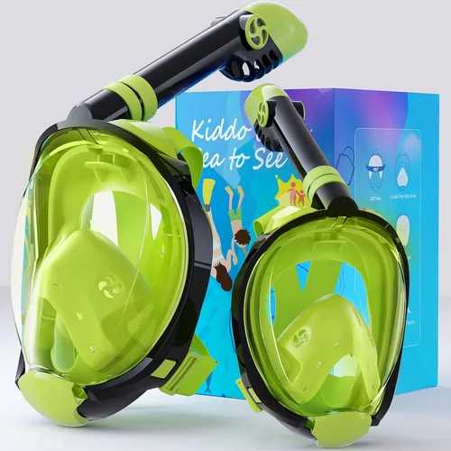 Vista 14 de Greatever G2 Adults Kids Full Face Snorkel Mask 2 Pcs,Snorkeling Gear with Latest Dry Top System,Foldable 180 Degree Panoramic View,Safe