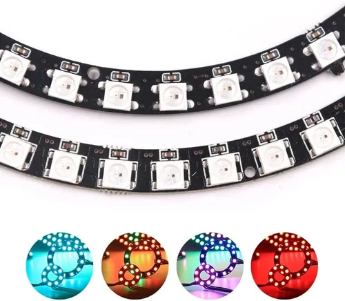 Vista 2 de 16 bits WS2812 RGB LED anillo SMD 5050 LED direccionable cadena individual programable con controlador integrado DC 5V para Arduino Raspberry Pi
