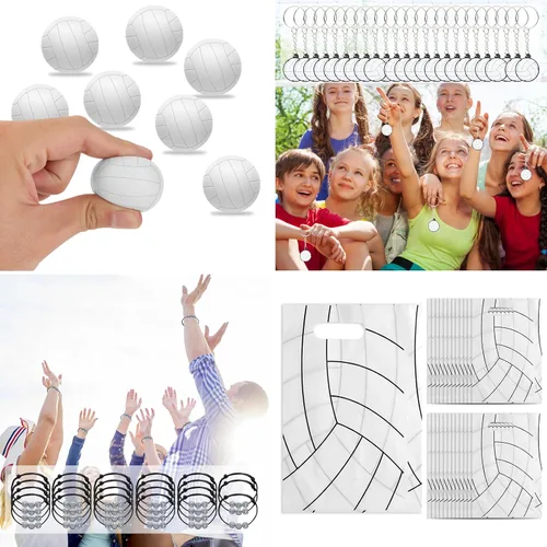 Vista 4 de Kolewo4ever 295 Pieces Volleyball Party Favors Supplies Set Bulk Volleyball Goodie Bag Fillers for Sport Party Gifts Bags (Volleyball)