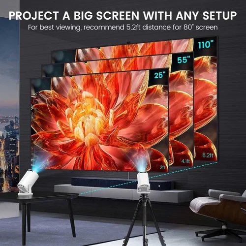 Vista 7 de ENUOSUMA Super Mini Proyector con WIFI 6 y Bluetooth, Proyector Portátil con Soporte 4K 1080P, Aplicación Incorporada, Android 11, 200 ANSI