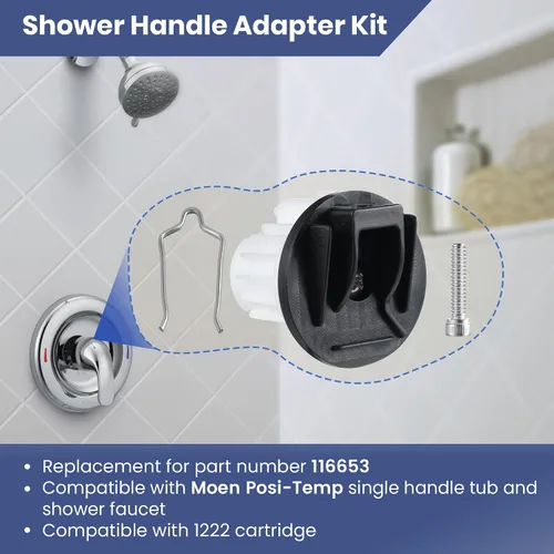 Vista 4 de Enhon Kit de adaptador de mango de ducha de repuesto para 116653, compatible con cartucho de válvula de grifo de ducha Moen Posi-Temp, kit