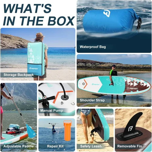 Vista 37 de FBSPORT Tabla de remo de pie prémium de 11 pies, tabla de yoga con accesorios de SUP y bolsa de transporte, amplia posición, control de surf