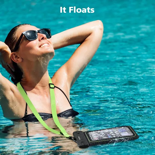 Vista 2 de Funda impermeable flotante para teléfono, bolsa impermeable con cordón para teléfono celular para iPhone, Samsung Galaxy, Pixel, bolsa seca