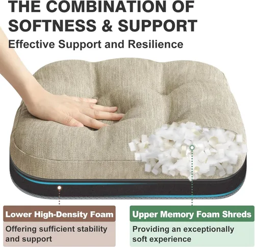 Vista 3 de Shinnwa Juego de 2 cojines para silla de comedor, cojines para silla de cocina de espuma viscoelástica de doble capa, almohadillas de asiento