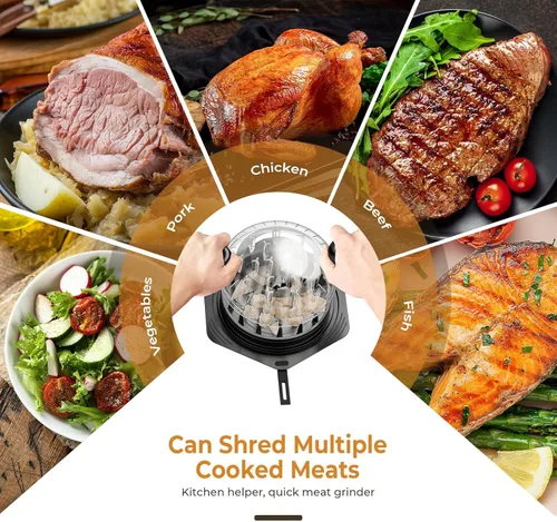 Vista 6 de Cleangor Herramienta de trituración de pollo Twist Grande, trituradora de carne libre de BPA con mango ergonómico, herramienta de trituración