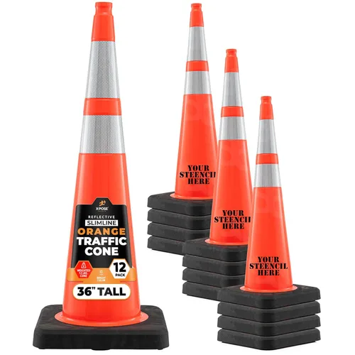 Vista 41 de Xpose Safety Conos de tráfico naranjas de 28 pulgadas con collares de 6 y 4 pulgadas, 1 paquete – Cono de seguridad de plástico PVC multiusos