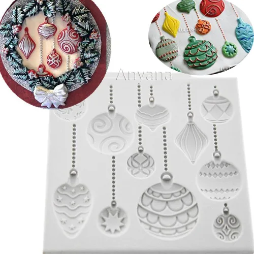 Anyana Christmas Ornament Baking Molds XMAS Silicone Fondant molds holiday Cake Decorating Tools Festival Gumpaste cupcake topper decorations hot