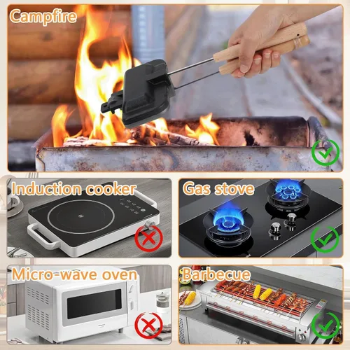 Vista 5 de Sartén para sándwiches de doble cara con asa, sartén de aleación de aluminio para hornear para panqueques esponjosos, tortillas y frittatas