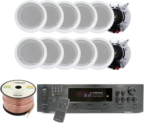 Vista 13 de Vaiyer Kit de sistema de audio para el hogar, amplificador Bluetooth de 6 canales de 6000 vatios con 6.5 pulgadas, 12 unidades de 200 W cada uno
