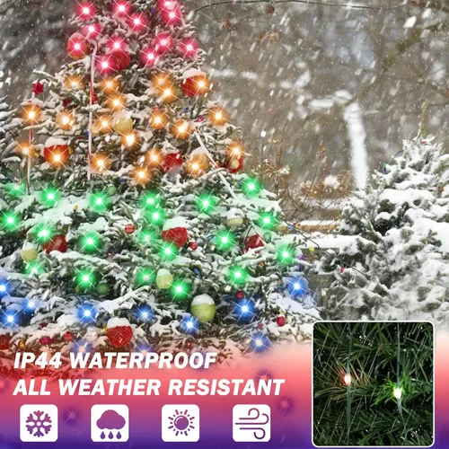 Vista 6 de ASTRAEA Luces de árbol de Navidad, luces de Navidad para interiores y exteriores, 200 luces LED de 6.6 pies x 10 cadenas de luces con escenarios