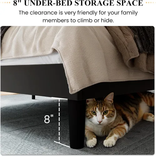 Vista 31 de SHA CERLIN Base de cama de terciopelo tamaño King con cabecera capitoné de canal vertical, plataforma tapizada con listones de madera, no necesita