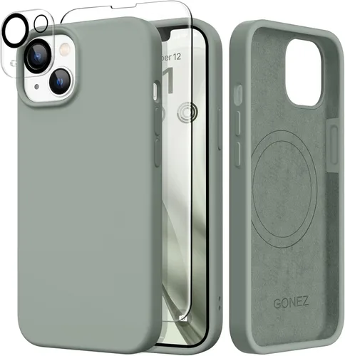 Vista 1014 de GONEZ Funda magnética para iPhone 14, compatible con Magsafe, con protector de pantalla + protector de cámara, forro de microfibra antiarañazos