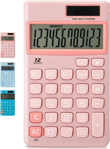 Vista 14 de Mr. Pen - Calculadora de función estándar, 12 dígitos, pequeña calculadora de bolsillo solar azul claro, portátil de oficina básica simple