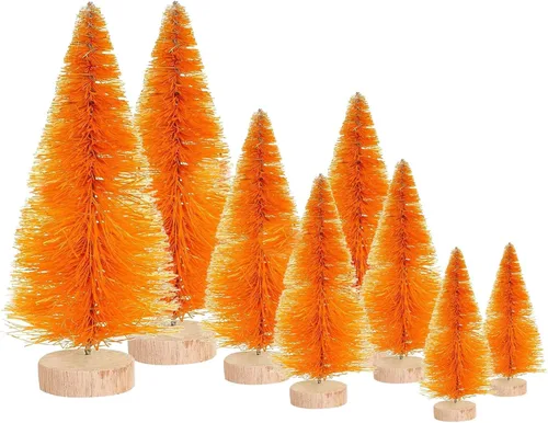 Vista 8 de Árbol de Navidad artificial con 4 tamaños, árbol de Navidad con base de madera para decoración de mesa del hogar, adornos de Navidad, decoraciones