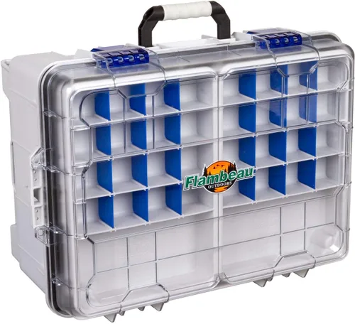 Vista 8 de Flambeau Outdoors 3000WPNC Maletín impermeable 3000, caja portátil impermeable para aparejos con bandejas, gris/transparente