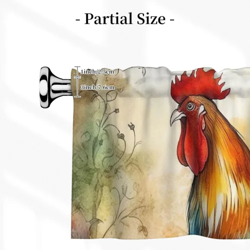 Vista 4 de Valances for Windows Kitchen Valance Curtains 54 x 18 Inch Flowers and Rooster Curtain Valance Rod Pocket Window Valances Blocking Light Short