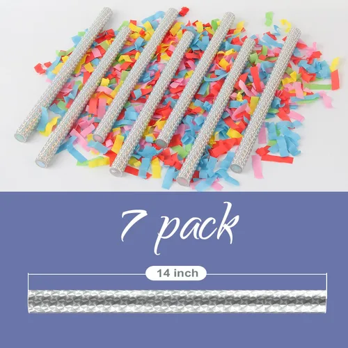 Vista 5 de BATTIFE Paquete de 7 varitas de confeti, palitos de papel de seda de colores, disparos de confeti para bodas, celebraciones, aniversarios