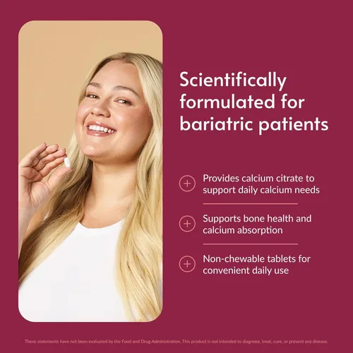 Vista 2 de Bariatric Advantage Citrato de calcio no masticable 600 mg de calcio - para pacientes de cirugía bariátrica - Vitamina D3 - Suplementos minerales